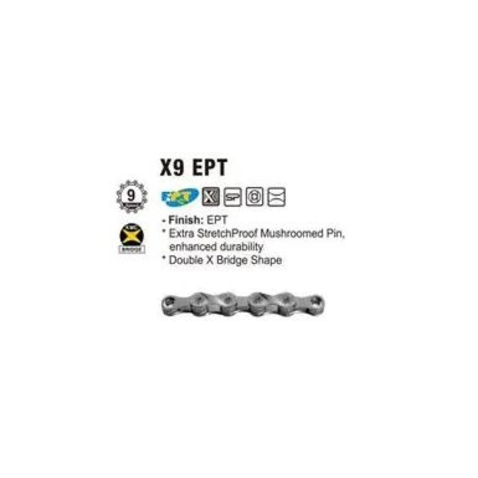 KMC KMC Bike Chain  - X9EPT - 9 Speed - 1/2" X 11/128" X 116 Links Eco Protect