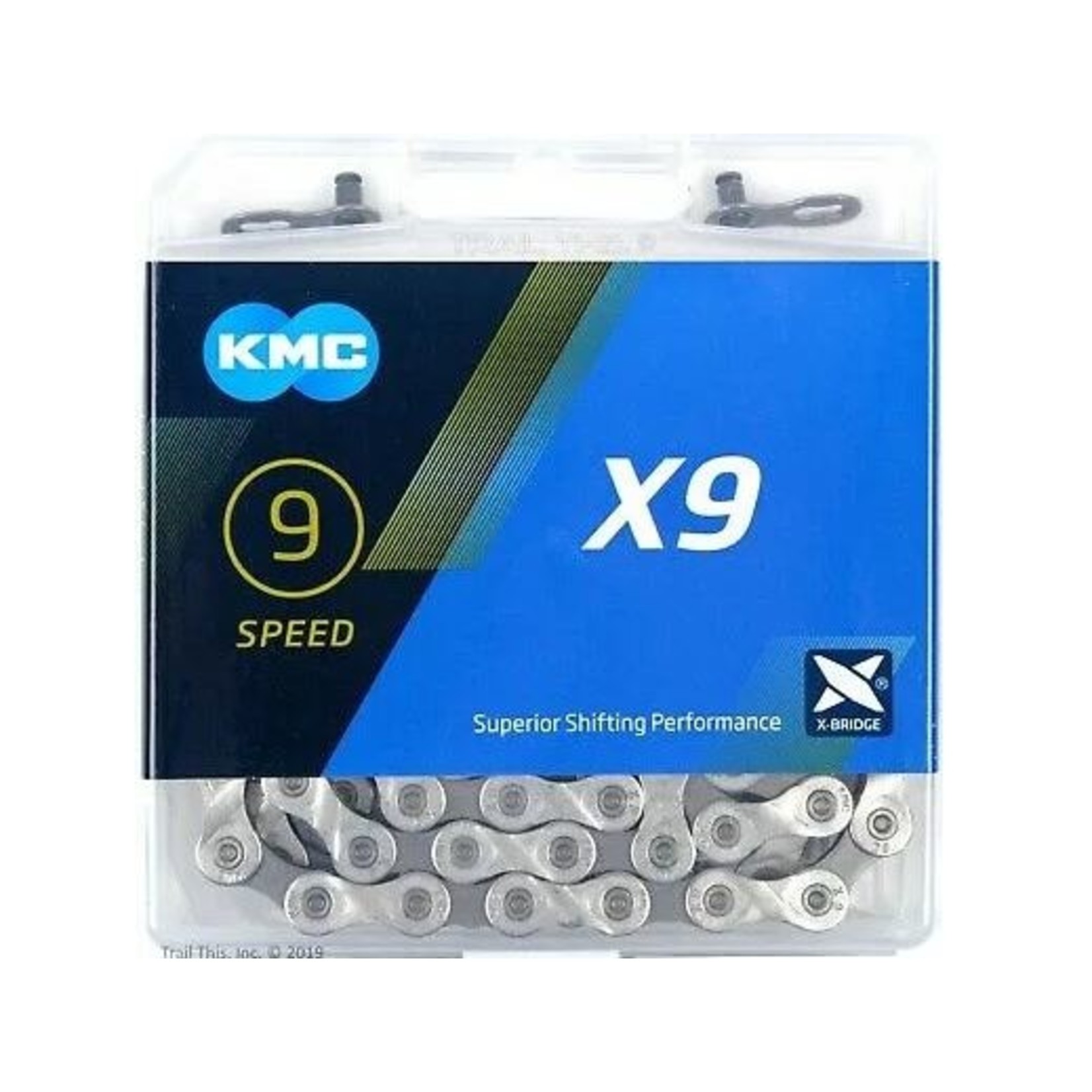KMC KMC Bike Chain - 9 Speed - X9 - 116 Links With Connect Link- Silver/Grey