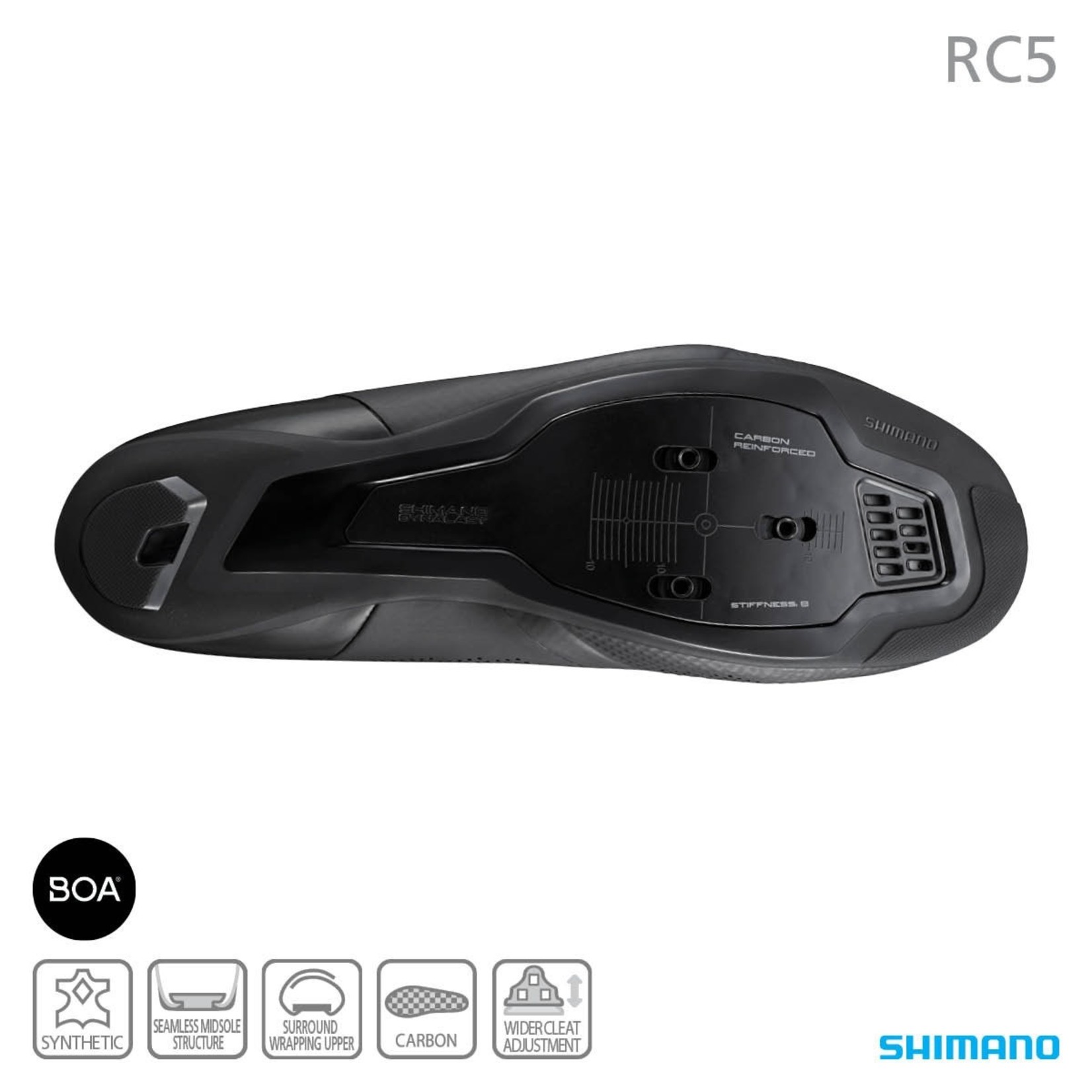 Shimano Shimano SH-RC502 Road Bike Cycling Shoes - Black Synthetic Leather Material