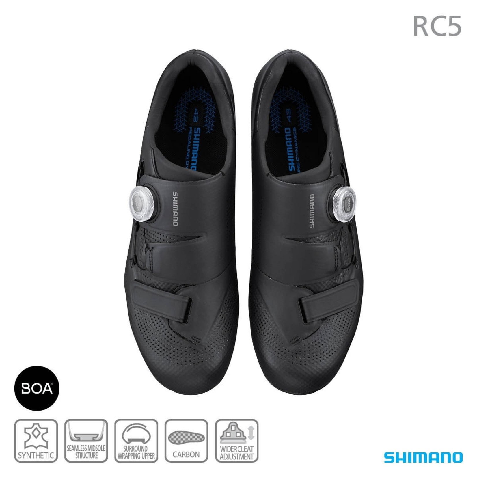 Shimano Shimano SH-RC502 Road Bike Cycling Shoes - Black Synthetic Leather Material