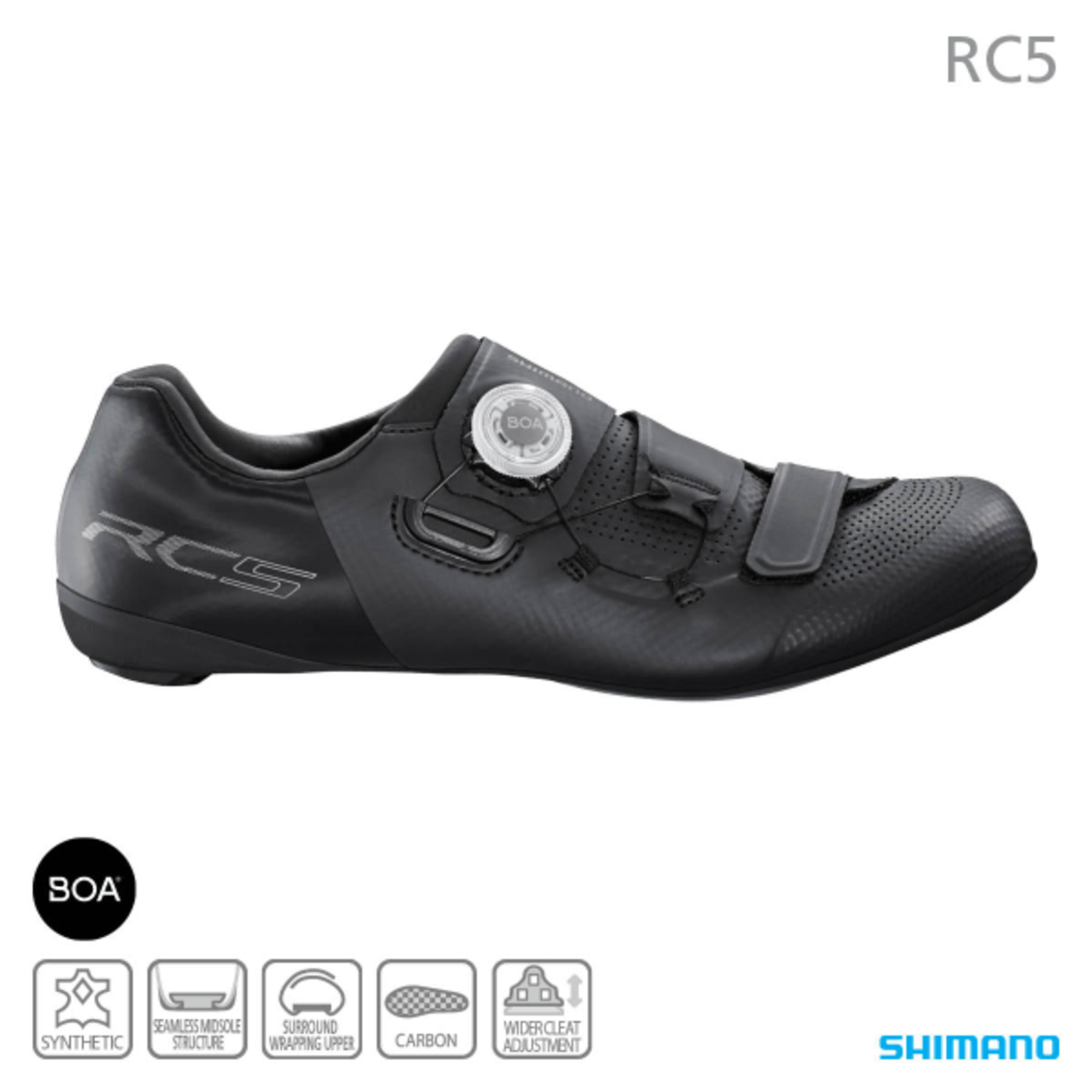 Shimano Shimano SH-RC502 Road Bike Cycling Shoes - Black Synthetic Leather Material