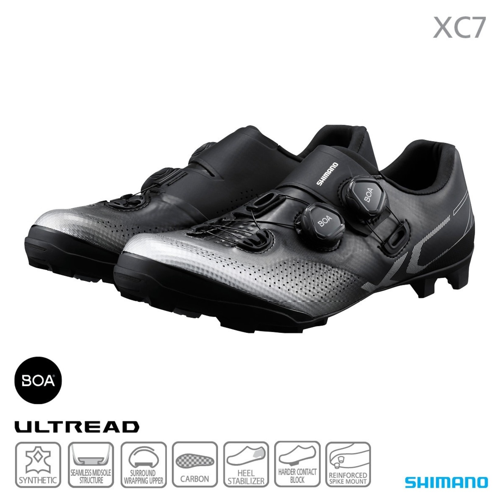 Shimano Shimano SH-XC702 Lightweight Carbon SHIMANO ULTREAD XC Rubber SPD Shoes - Black