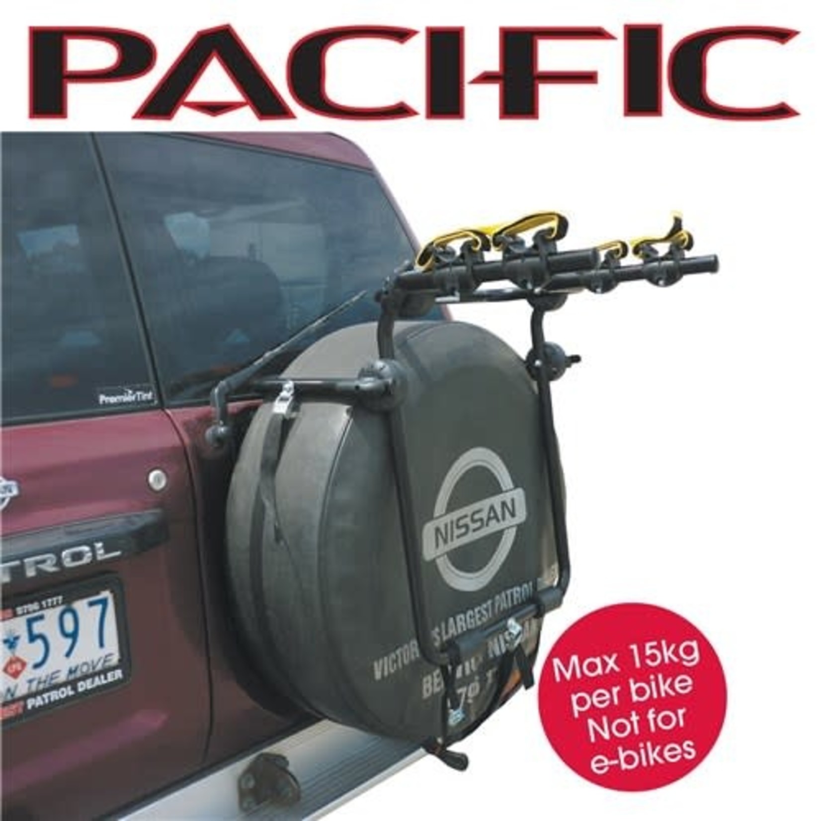 pacific Pacific 2 Bike Rear Spare Tyre Carrier Rack-Maximum 15kg Per Bike Not For E-Bike