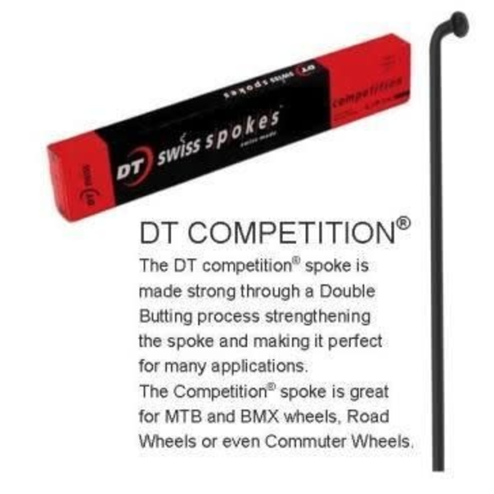 DT Swiss DT Swiss Competition Spokes - 268mm Double Butted J Hook Stainless Steel - Black