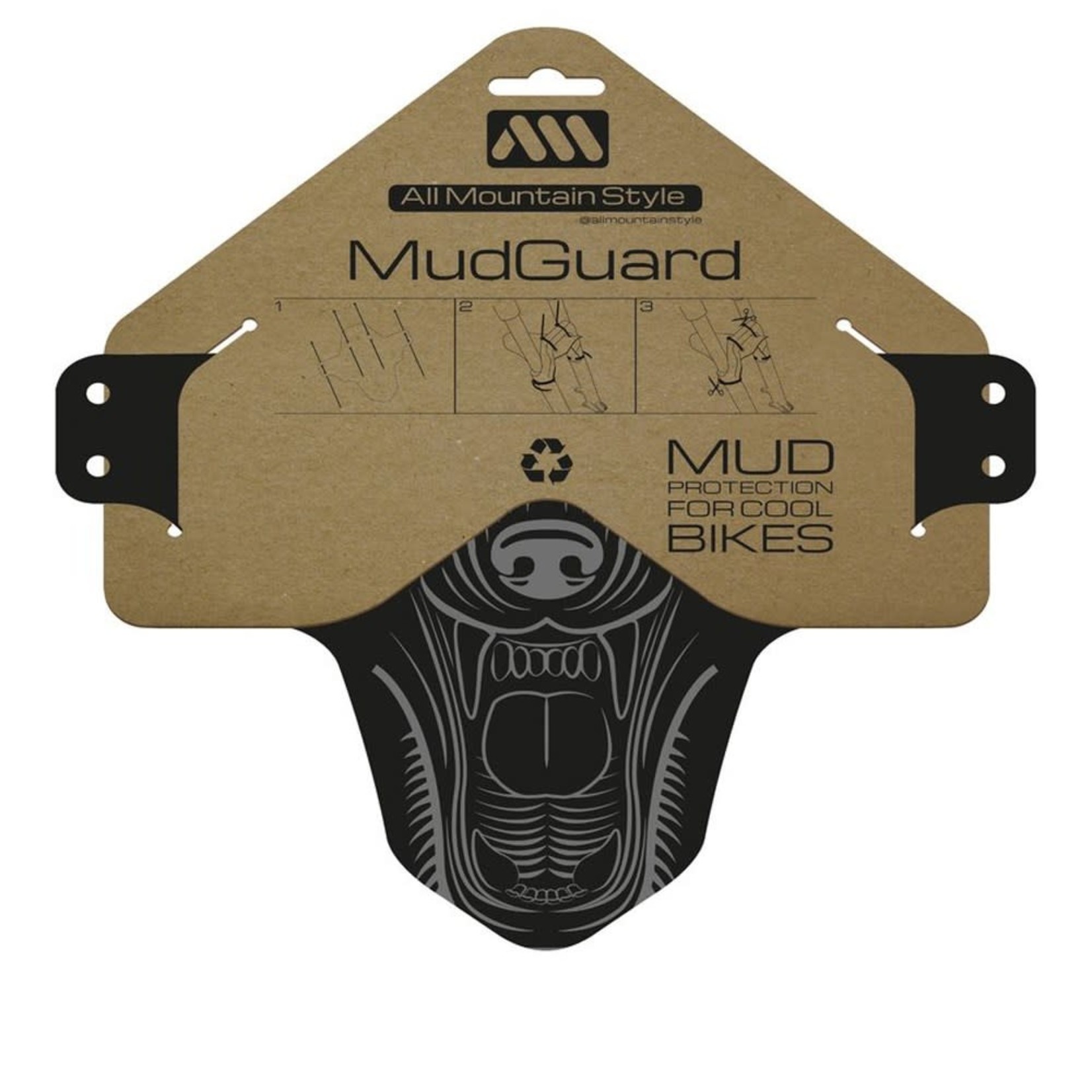 All Mountain Style All Mountain AMS Style Bicycle Mud Guard - Robust - 1.2mm Thick - Grey/Wolf