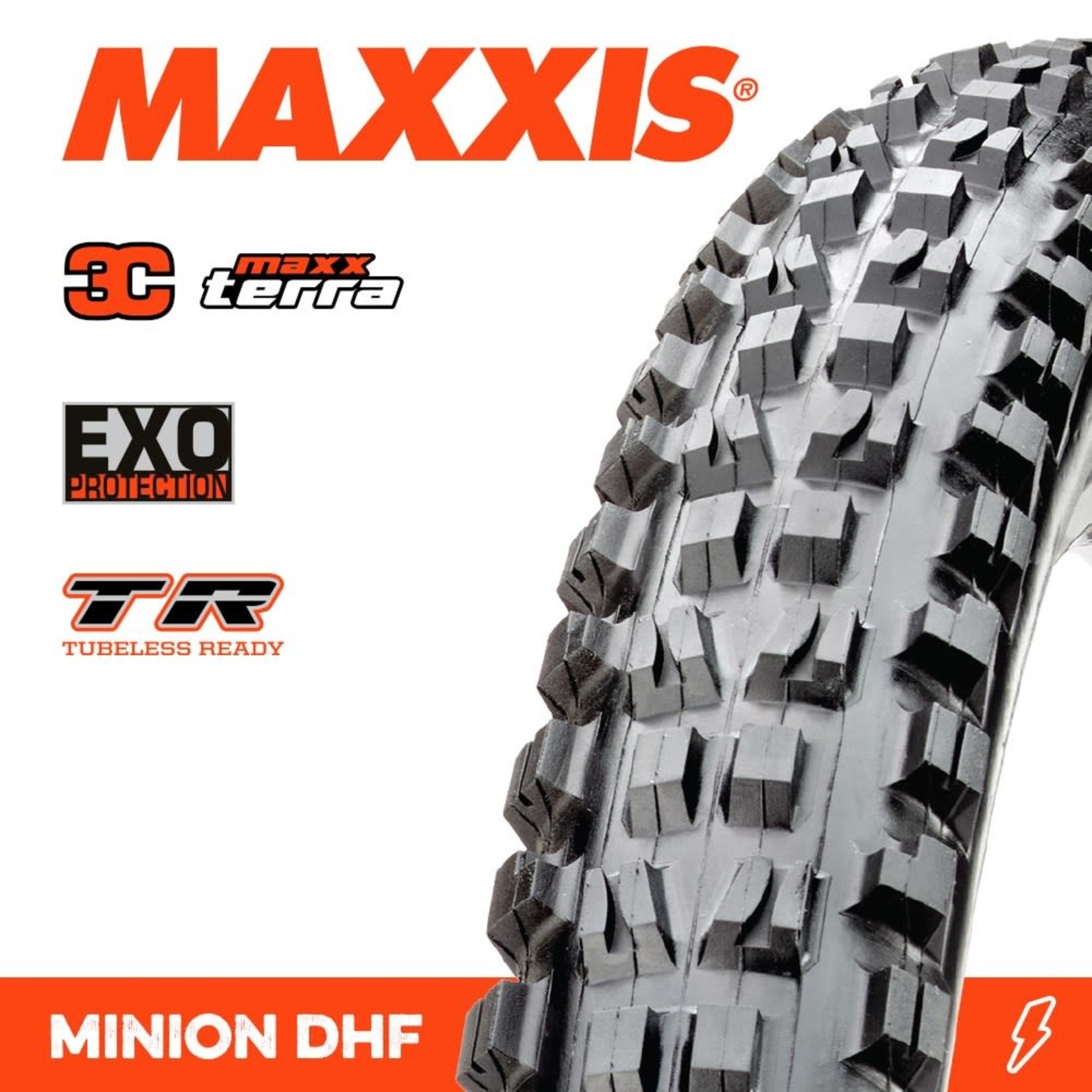Maxxis Maxxis Minion DHF Bike Tyre - 24 X 2.40 - 3C Terra Exo TR Folding 120TPI - Pair