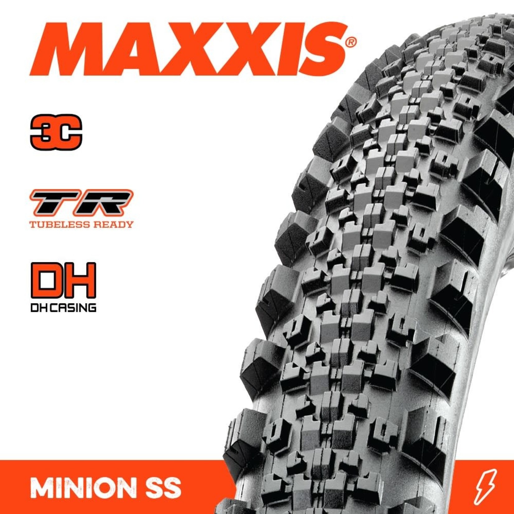 Maxxis Maxxis Minion SS Bike Tyre - 29 X 2.50 - 3C Grip DH TR Folding 60X2 TPI - Pair