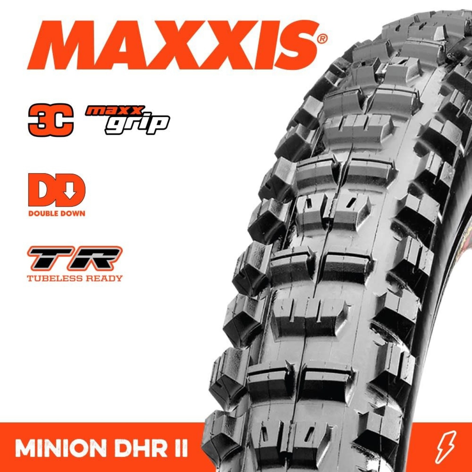 Maxxis Maxxis Minion DHR II Tyre - 27.5 X 2.40 WT 3C Grip DD TR Folding 120X2TPI - Pair