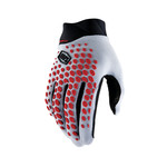 100 Percent 100% Geomatic Bike Cycling Gloves - Grey/Racer Red Silicone Print On Fingers