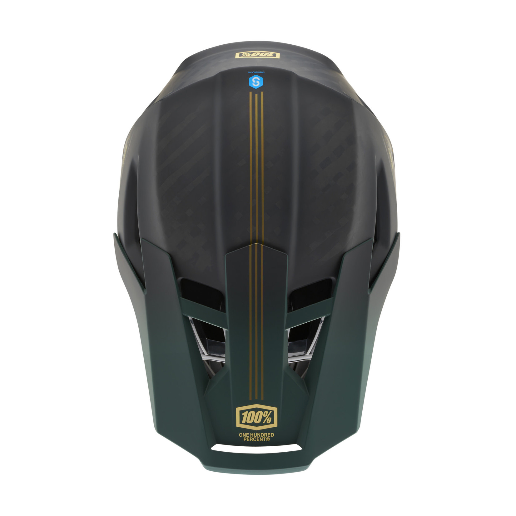 100 Percent 100% Aircraft 2 Carbon Fiber Shell Full Face Downhill Bike Helmet - Gold/Forest