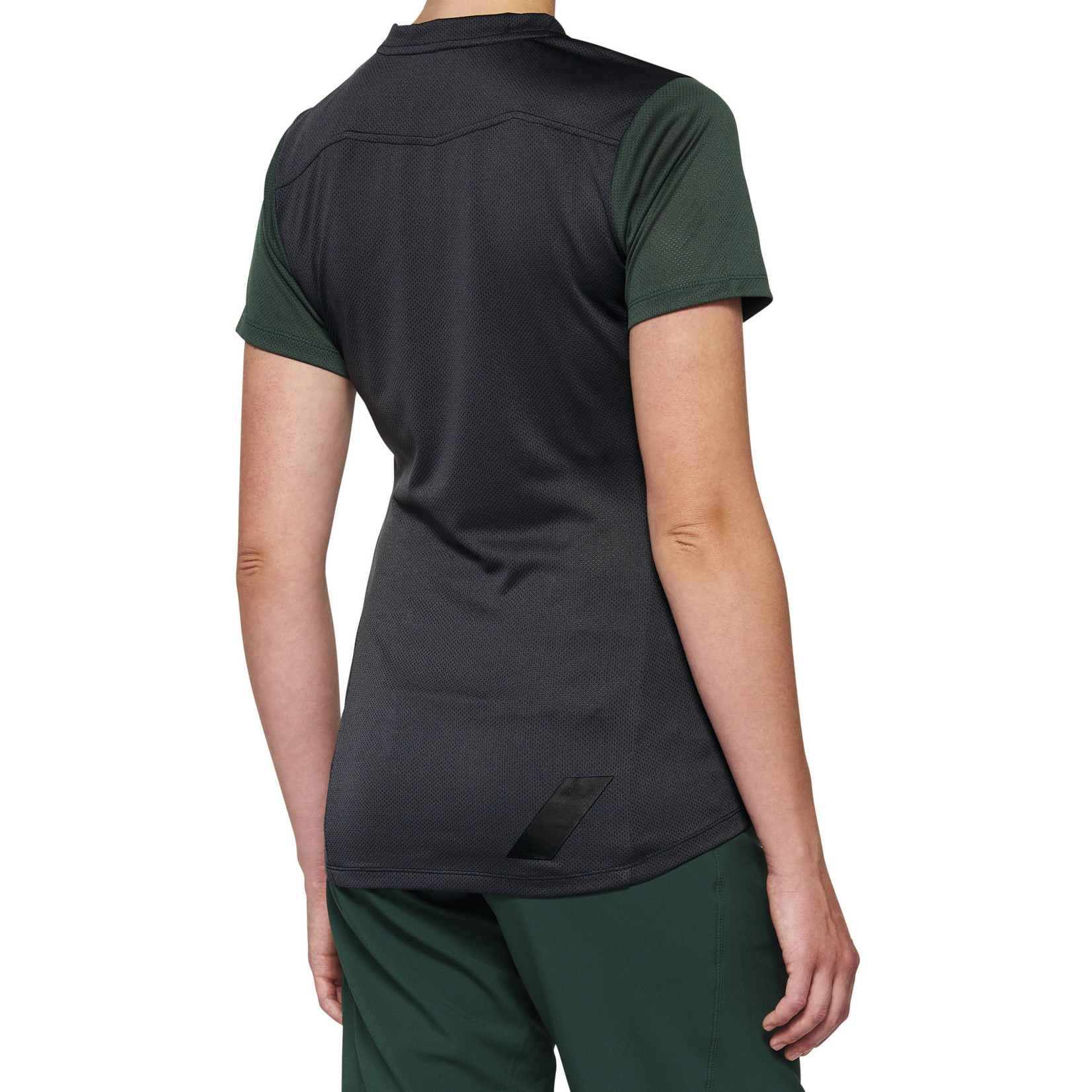 100 Percent 100% Ridecamp Womens Bike Jersey Short Sleeve- Charcoal/Forest Green