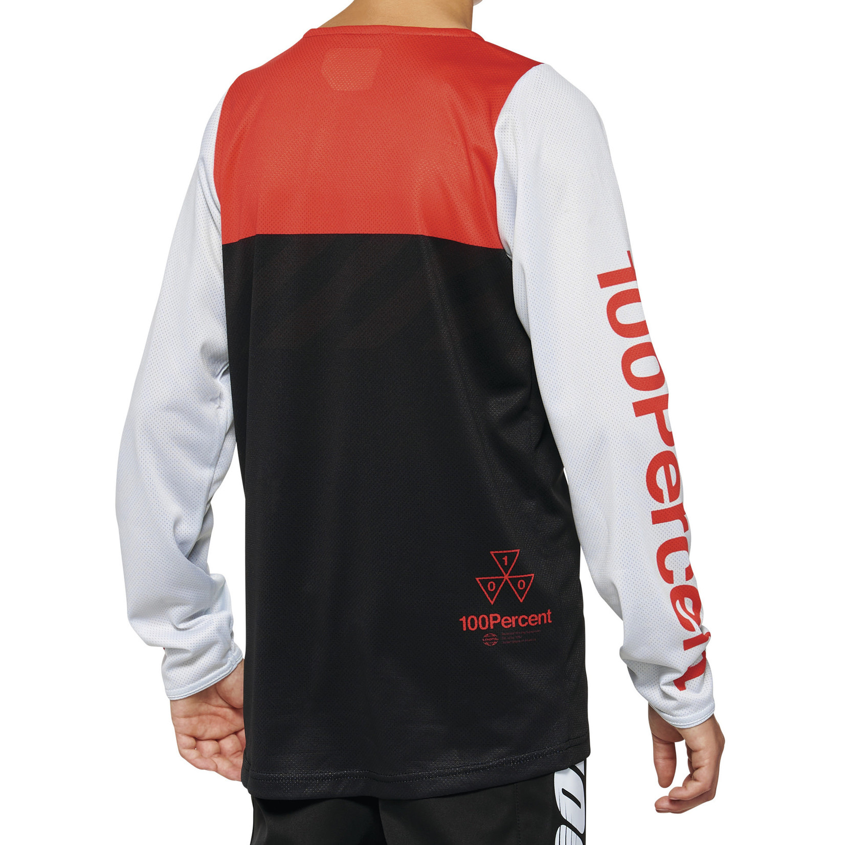 100 Percent 100% R-Core Youth Bike Jersey - Black/Racer Red 100% Polyester