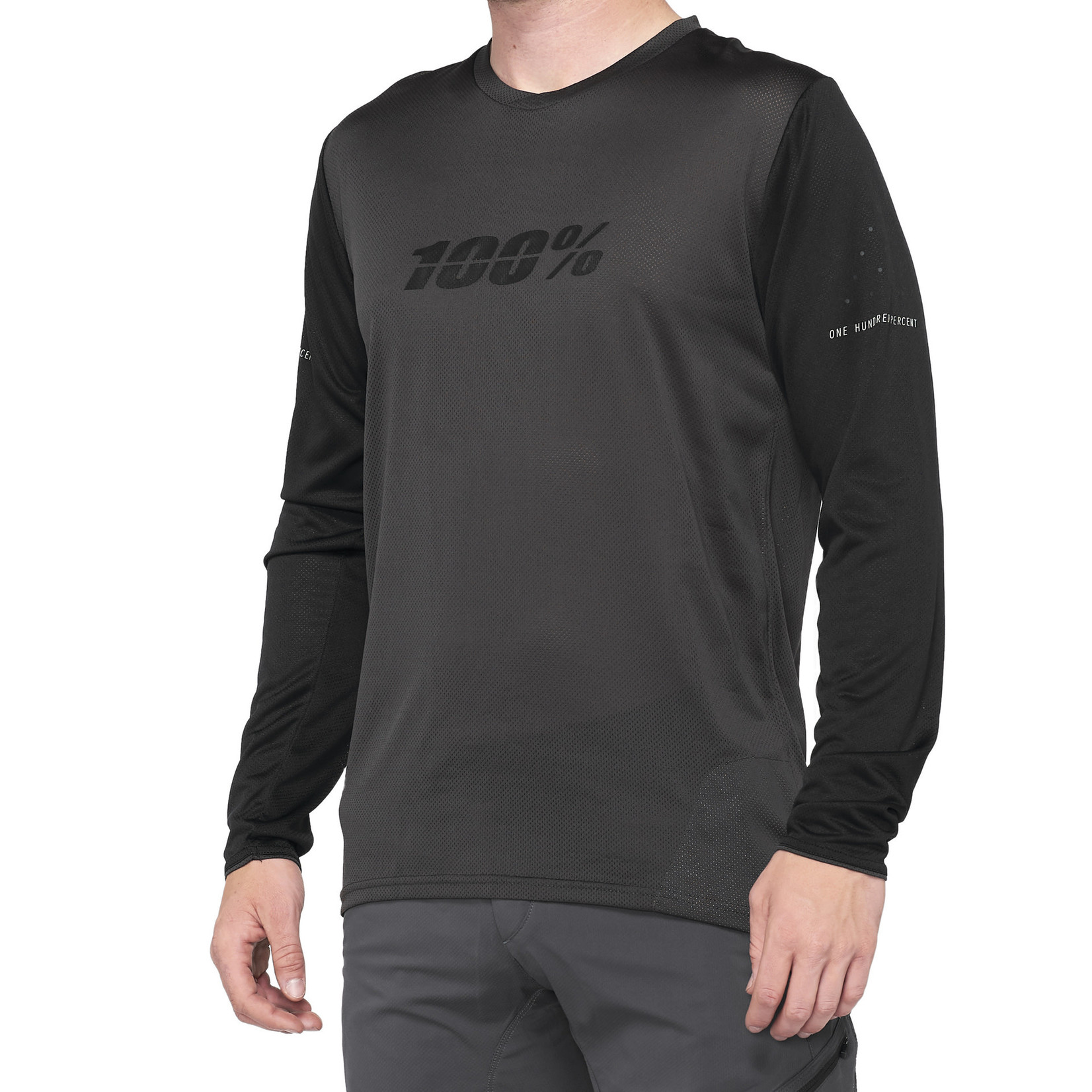 100 Percent 100% Ridecamp Long Sleeve Bike Jersey - Black/Charcoal 100% Polyester