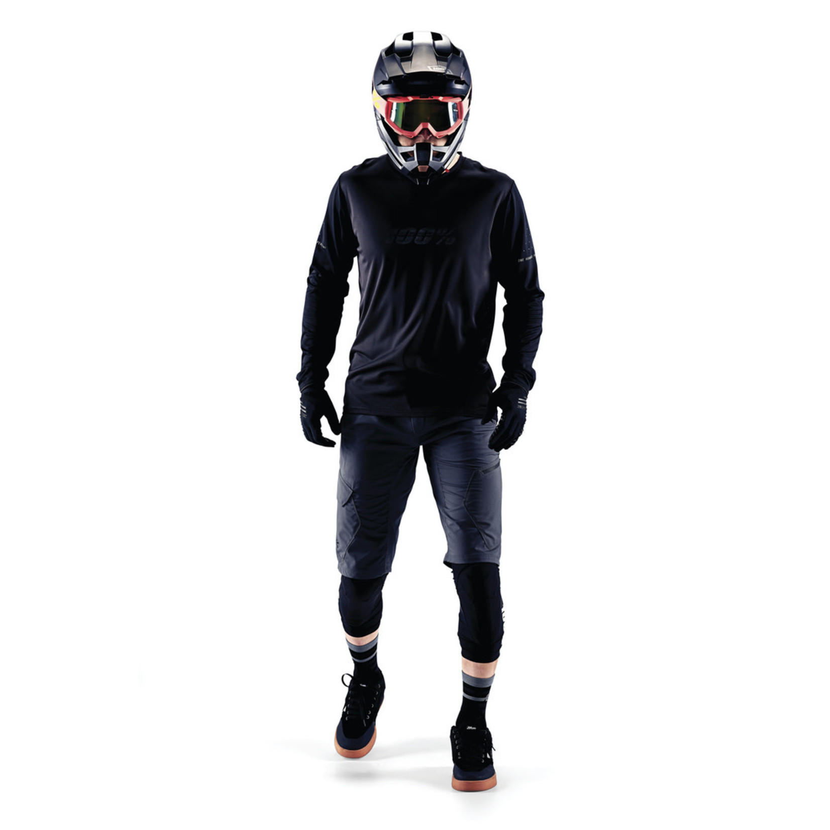 100 Percent 100% Ridecamp Long Sleeve Bike Jersey - Black/Charcoal 100% Polyester