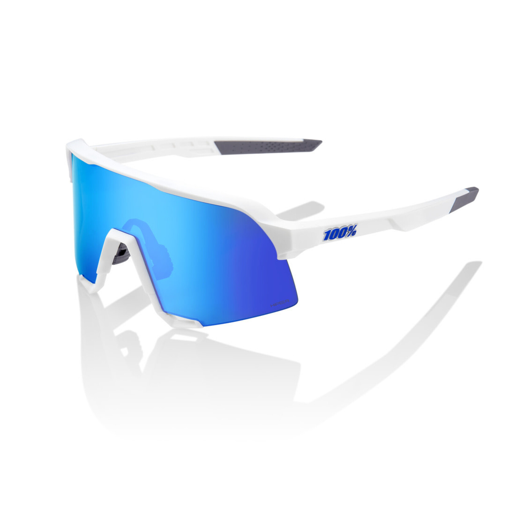 100 Percent 100% S3 Bike Eyewear - Matte White -Hiper Blue Mirror 100% UV protection (UV400)