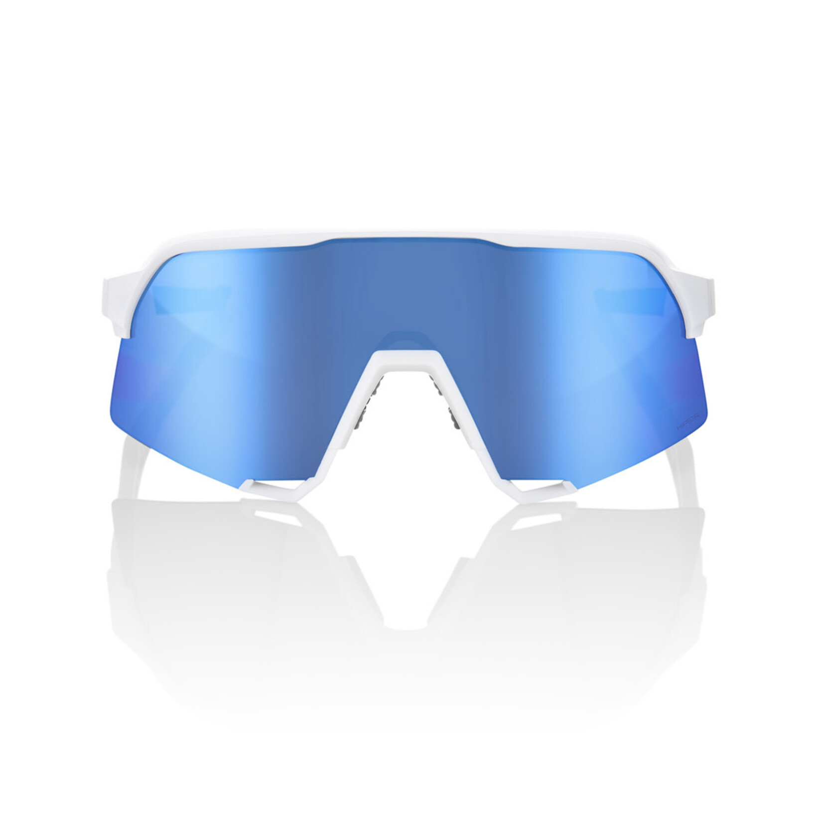 100 Percent 100% S3 Bike Eyewear - Matte White -Hiper Blue Mirror 100% UV protection (UV400)