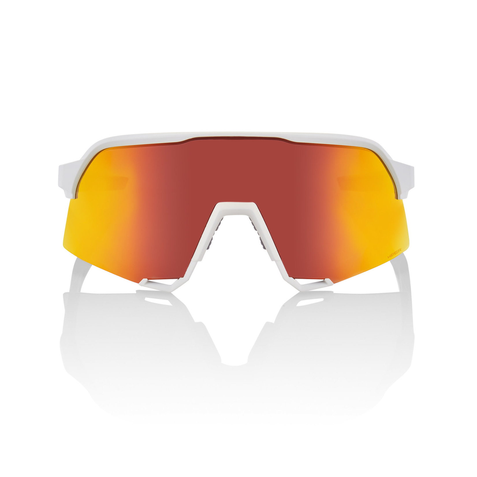 100 Percent 100% S3 Bike Eyewear-Soft Tact White-Hiper Red Mirror 100% UV protection (UV400)