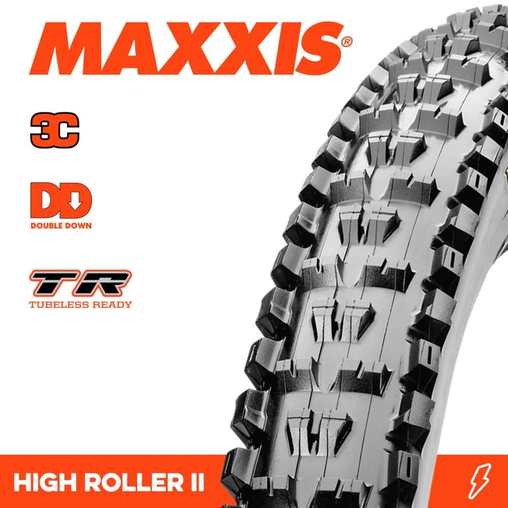 Maxxis Maxxis High Roller II Tyre - 29 X 2.50 WT 3C Terra TR DD Folding 120X2TPI - Pair