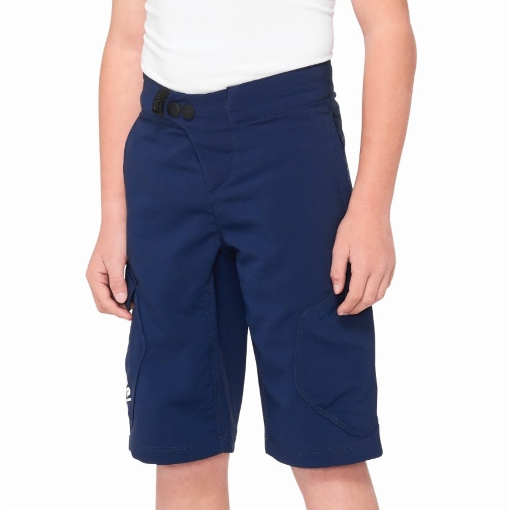 100 Percent 100% Ridecamp Youth Bike Shorts - Navy 100% Polyester Available Size 22 To 28