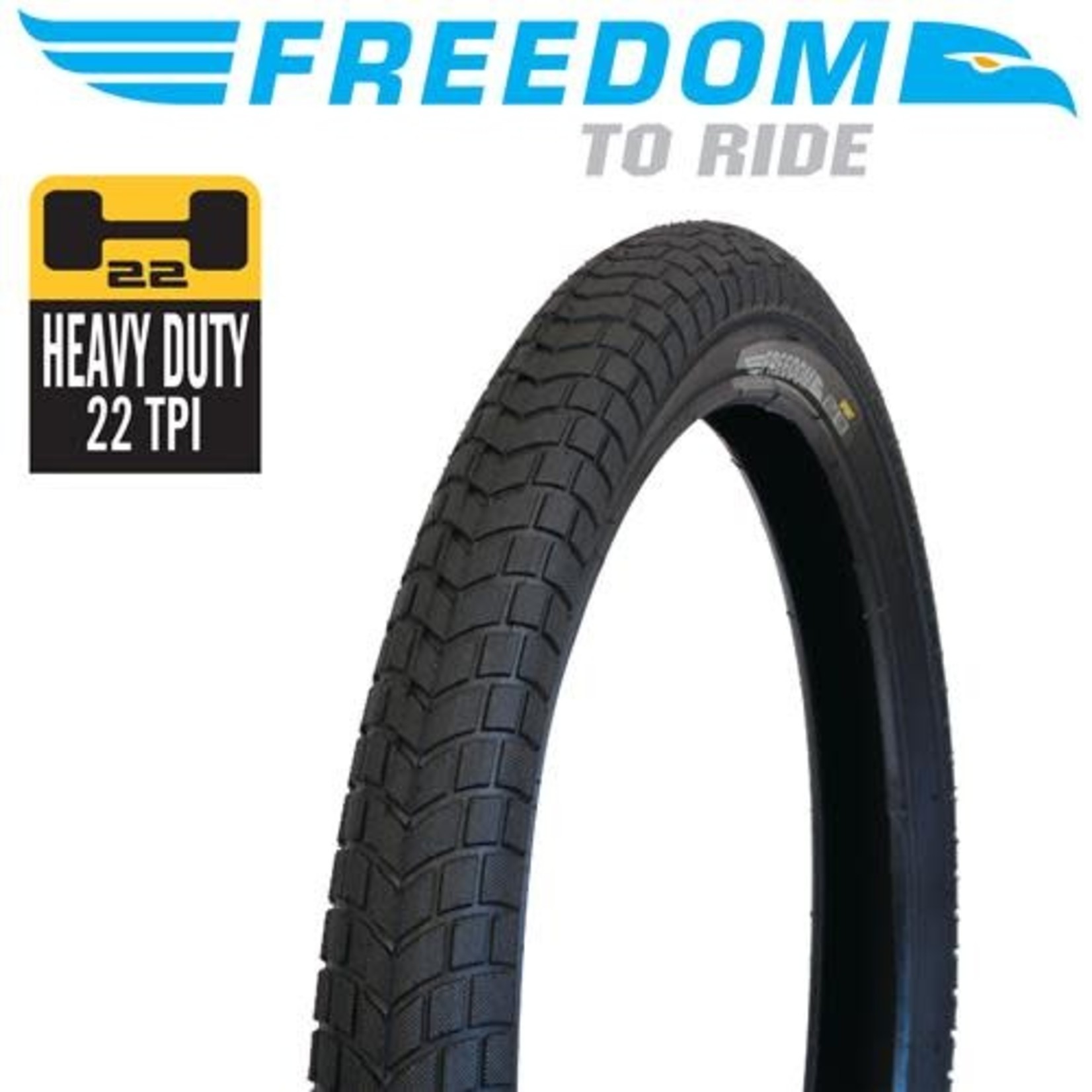 Freedom 2 X Freedom BMX Tyre - Freestyle - 20" X 2.125" - Wire Bead Bicycle Tyre (Pair)