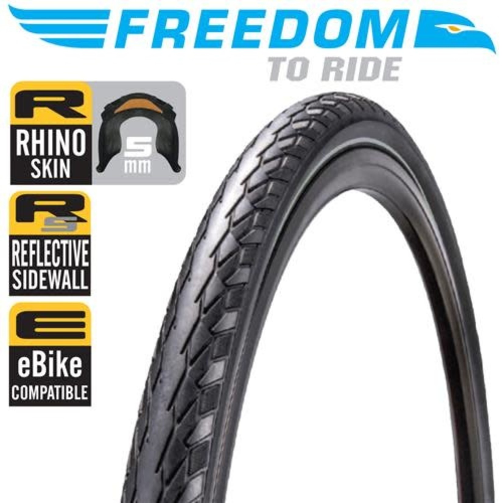 Freedom 2 X Freedom Bike Tyre - Lightning - 700 X 45C - Rhino Skin - Wired Tyre (Pair)