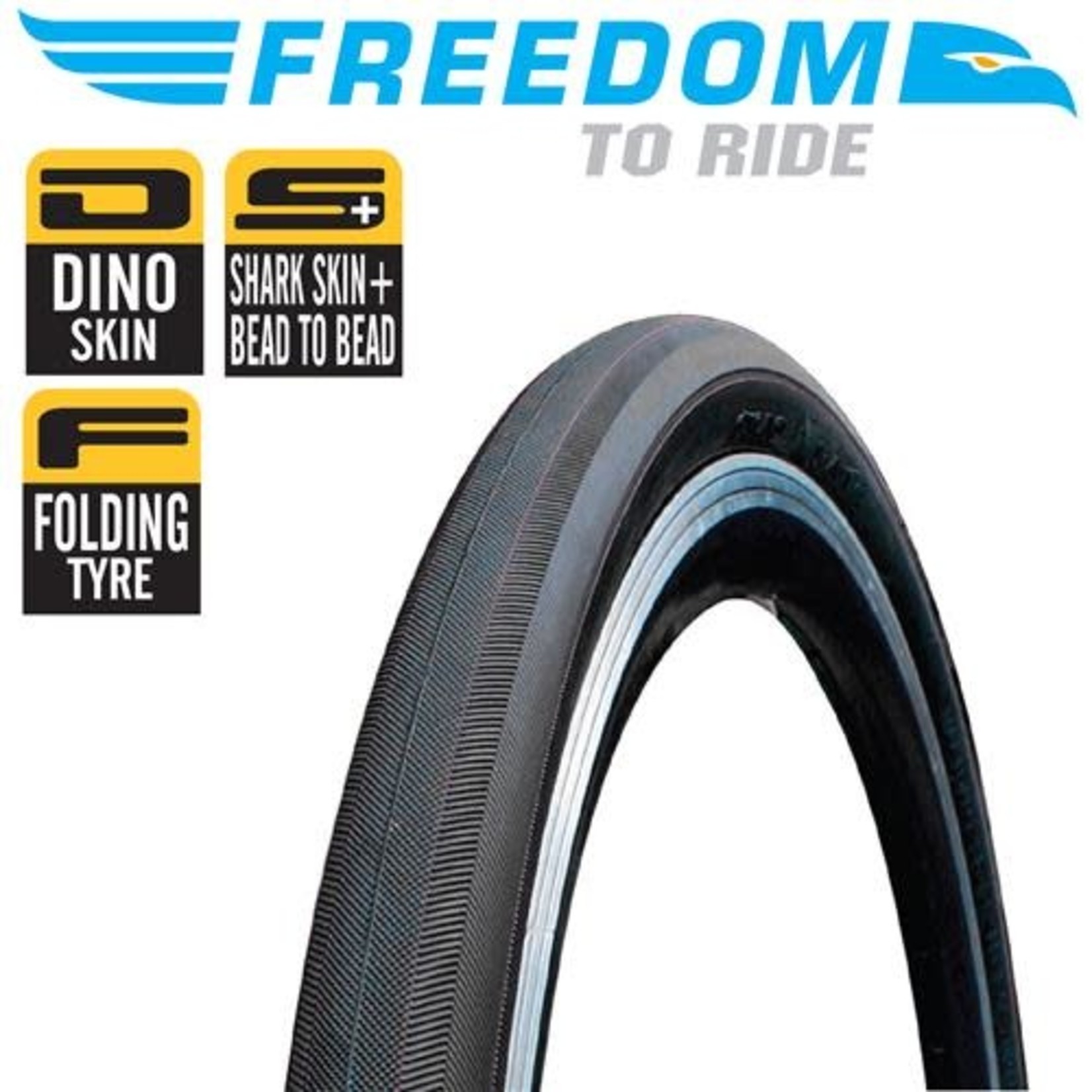 Freedom 2 X Freedom Bike Tyre - Mustang - 700 X 28C - Dino Skin - Foldable Tyre (Pair)