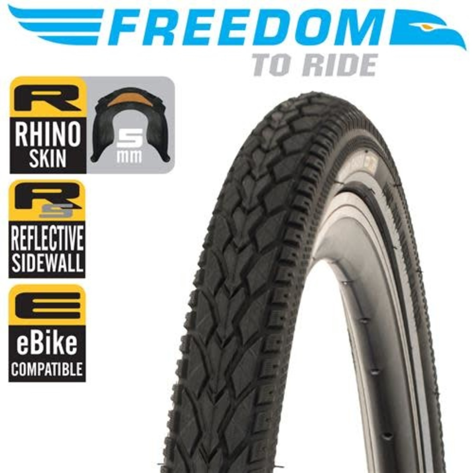 Freedom 2 X Freedom Bike Tyre - Mako Shark - 700 X 28C - Rhino Skin - Wired Tyre (Pair)