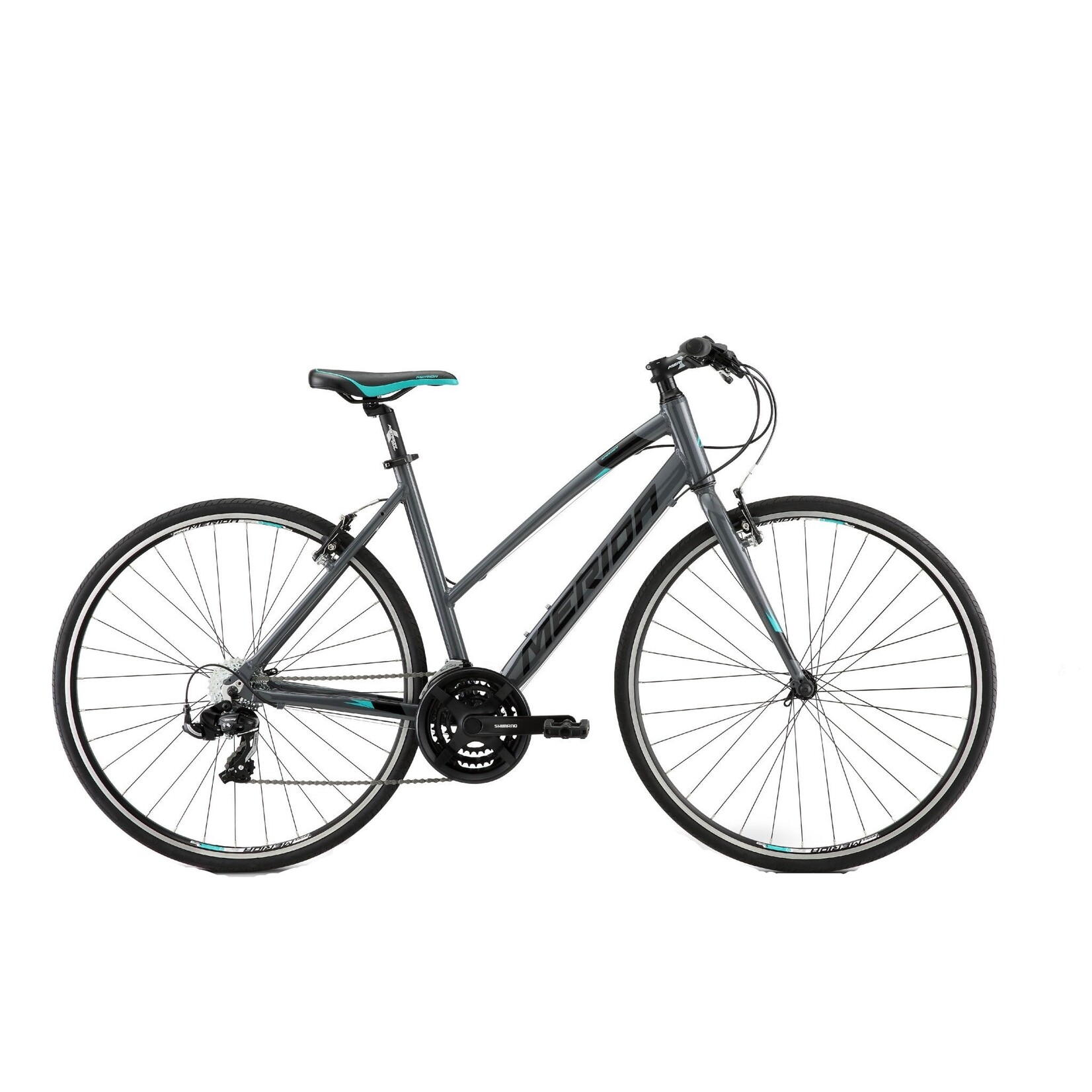Merida Merida Speeder 10-V Women's Flat Bar Road Bike Glossy Grey (Black/Teal) - XX Small