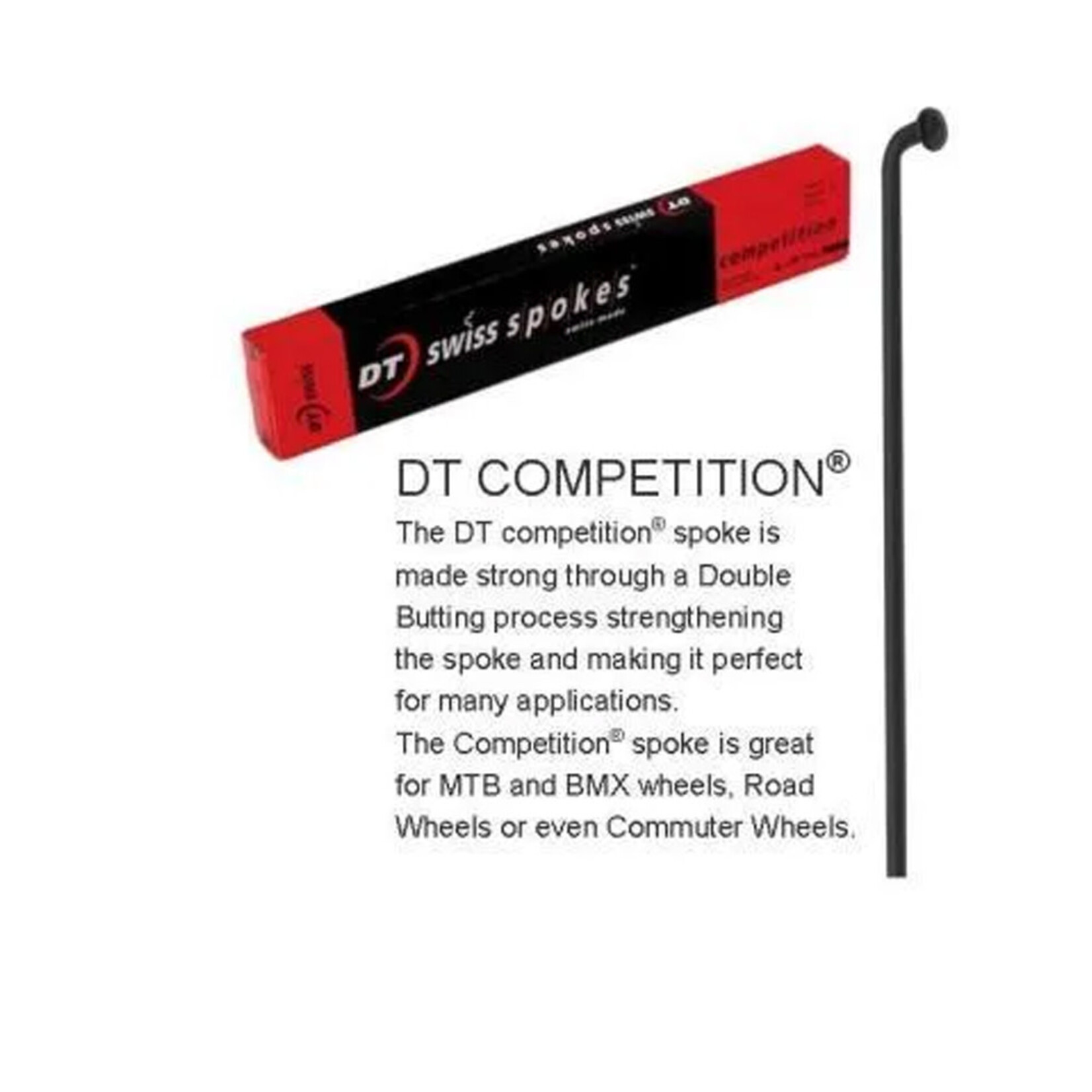 DT Swiss DT Swiss Competition Spokes - 250mm Double Butted J Hook Stainless Steel - Black