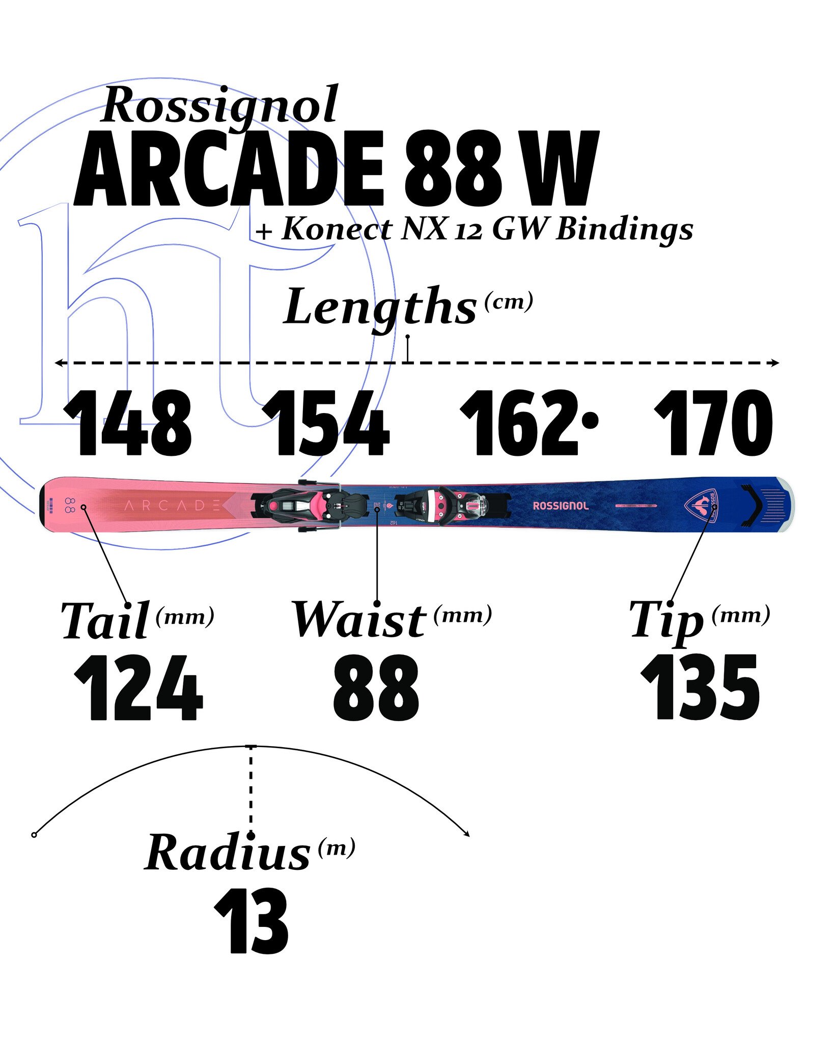  Rossignol Arcade 88 W Specs
