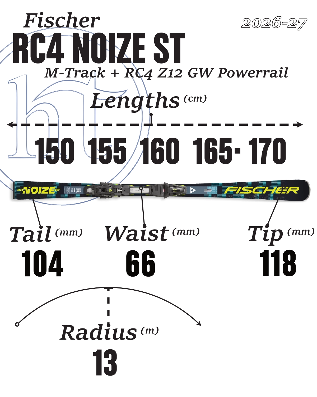 2026-27 Fischer RC4 Noize ST with Z12 GW Powerrail Bindings