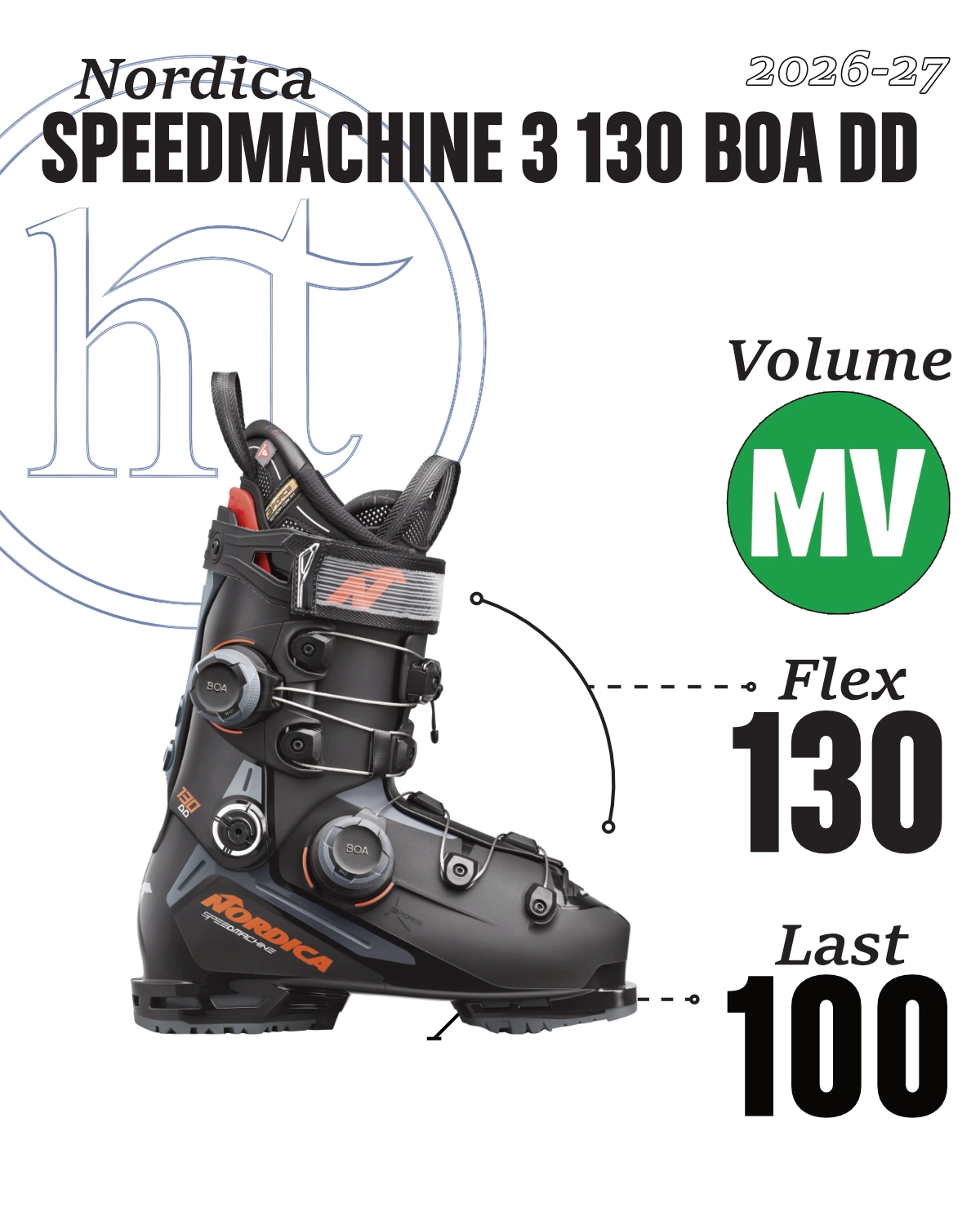 2026-27 Nordica Speedmachine 3 130 BOA DD Tech Specs