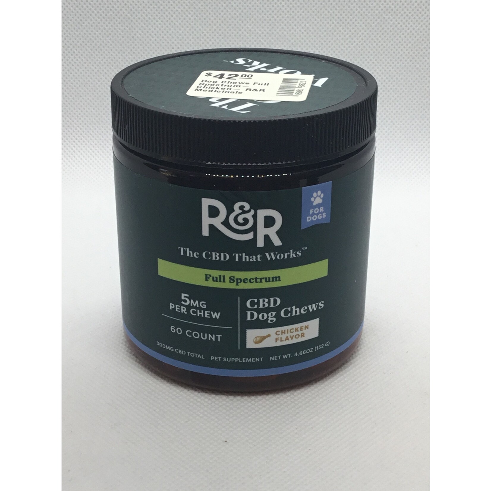 R&R Medicinals 5mg Dog Chews 60 ct Full Spectrum- Chicken- R&R Medicinals