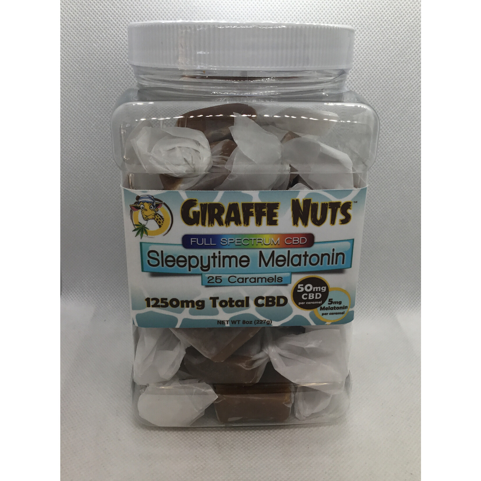 Giraffe 50mg CBD JUMBO Caramels - Sleepytime 5mg Melatonin - 25 Piece Jar