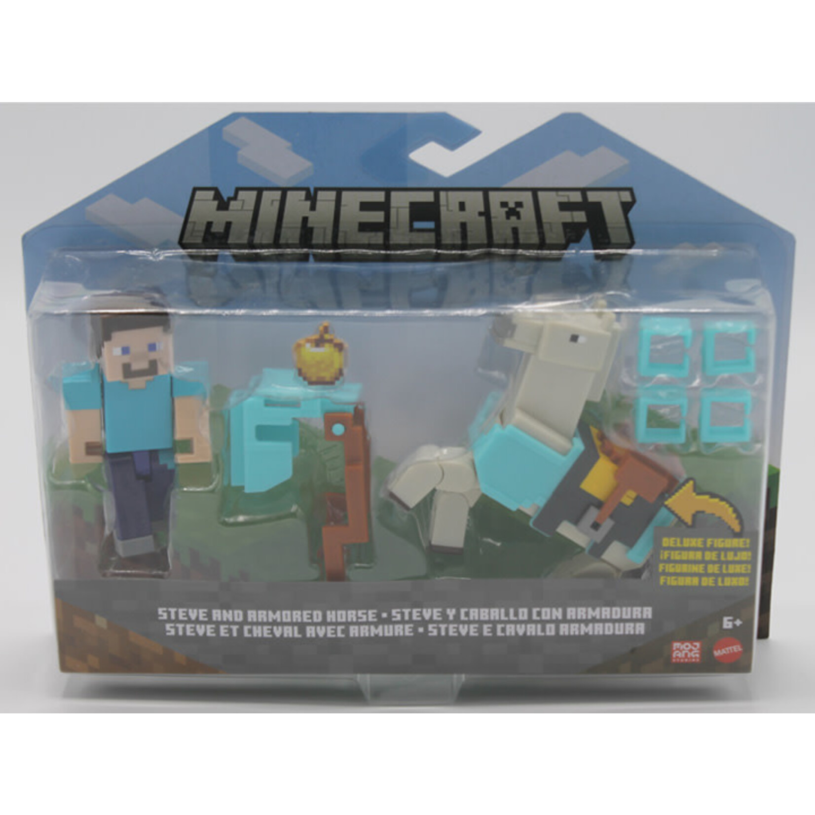 FIGURE-Minecraft Steve and Armored Horse Deluxe Core Figure Two-Pack ...