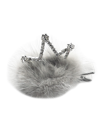Mink Fur Crown Clip Grey Mink Fur Crown Clip Grey