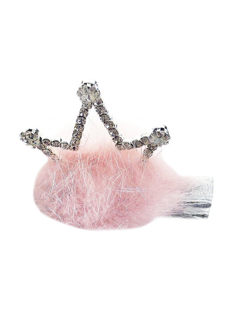 Sugar Bear Mink Fur Crown Clip Pink