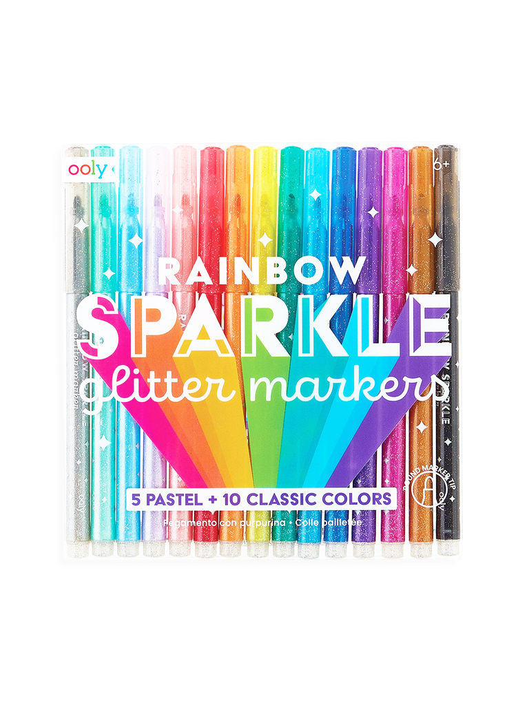 Rainbow Sparkle Glitter Markers Set of 15 - OOLY