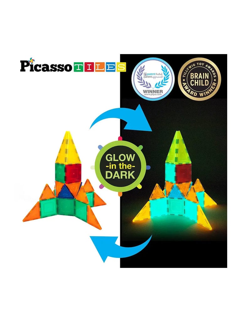 PicassoTiles Glow in the Dark Magnetic Block Set