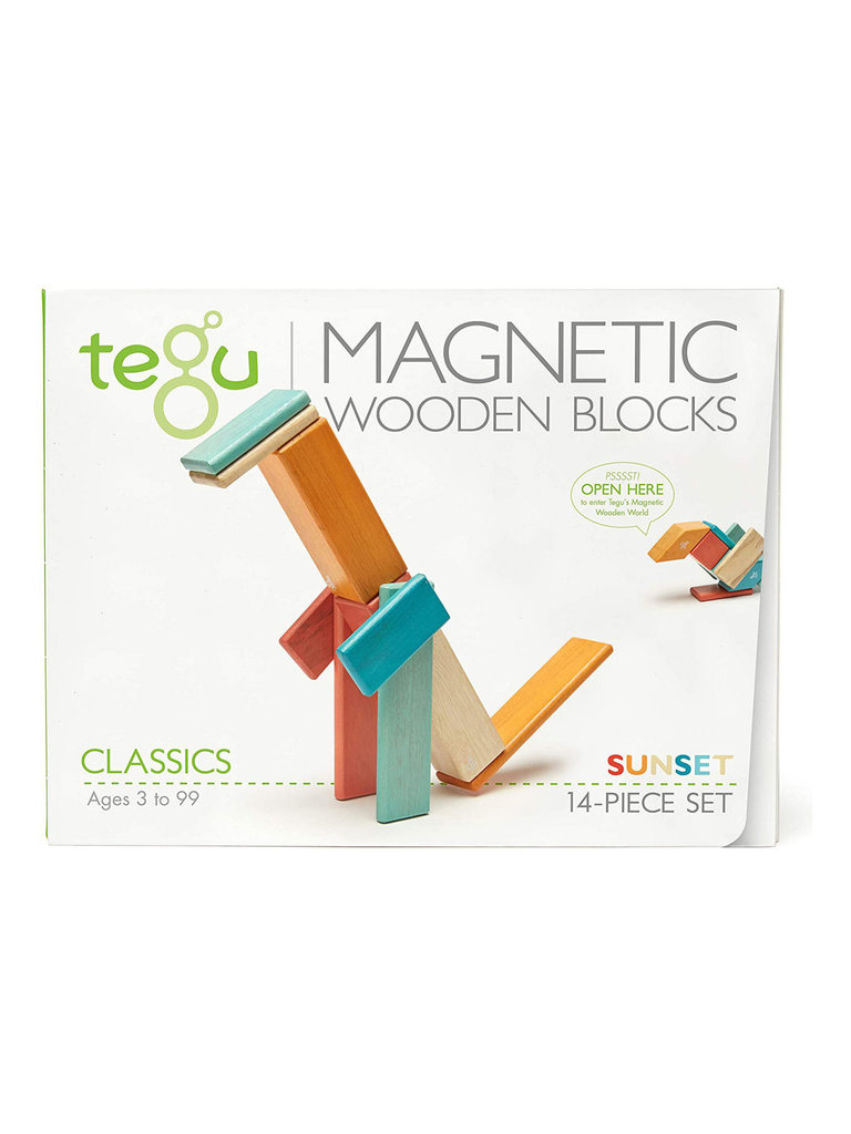 tegu Magnetic Wooden Blocks - 14 Piece Set - Sunset