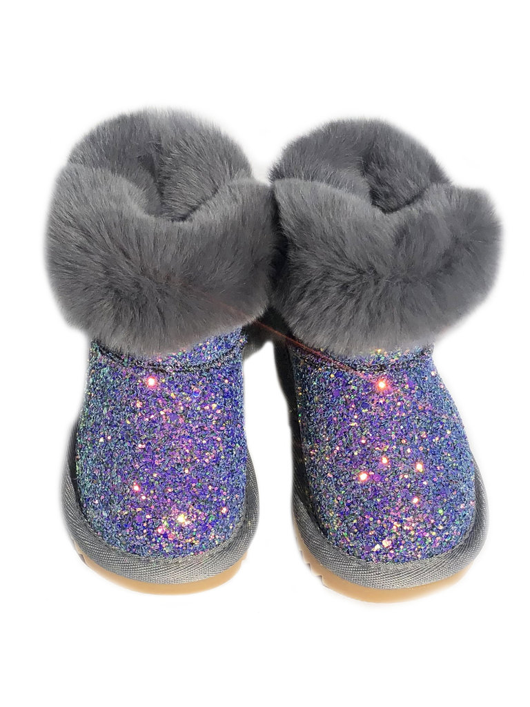 Survolte Glitter Fur Boots - Grey