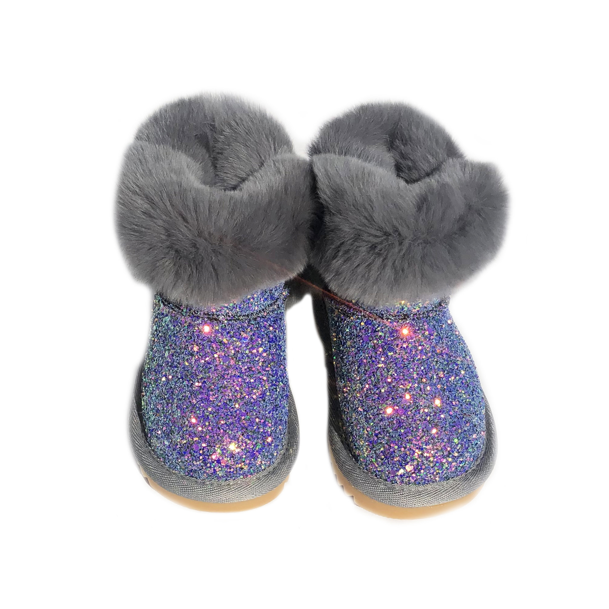 Survolte Glitter Fur Boots - Grey