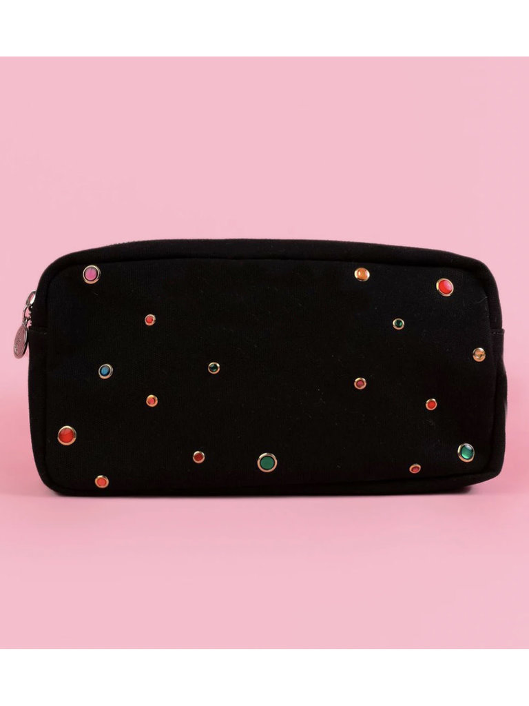 Personalized Black Rhinestone Pouch