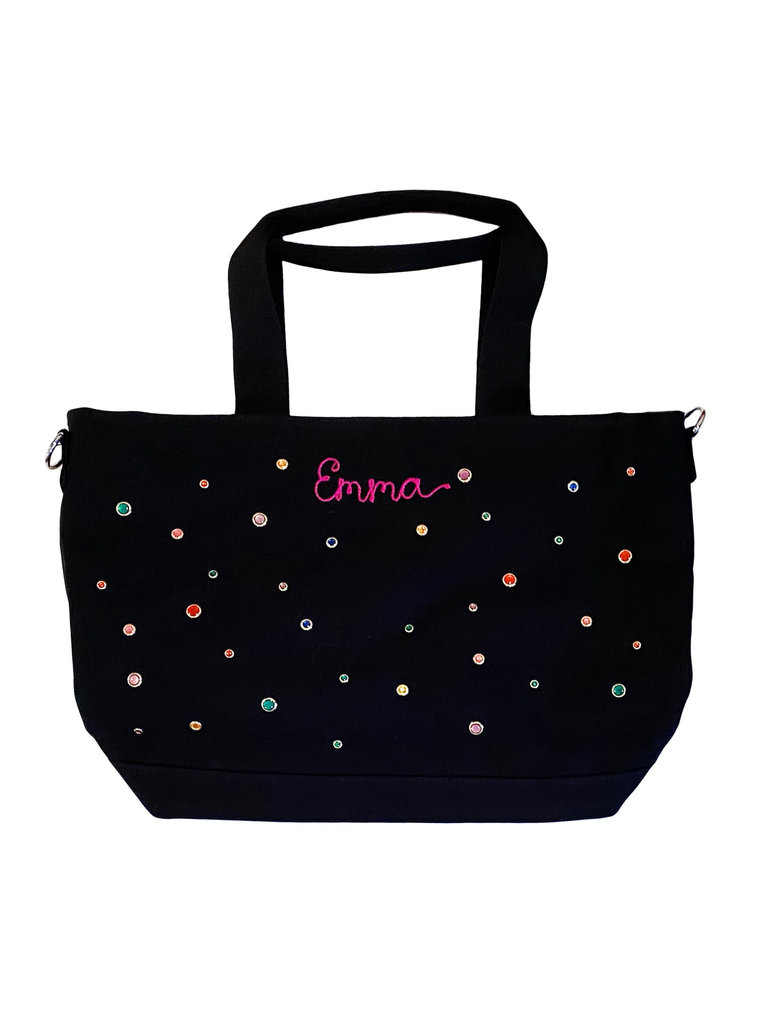 Black Rhinestone Personalized Tote