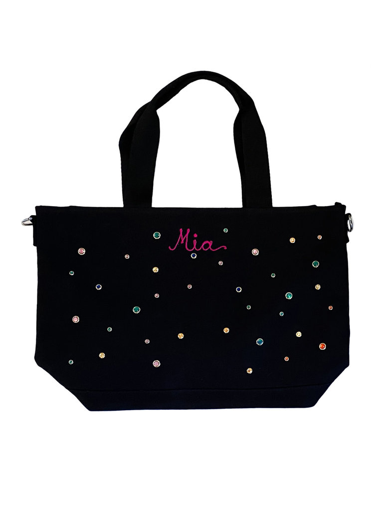 Black Rhinestone Personalized Tote