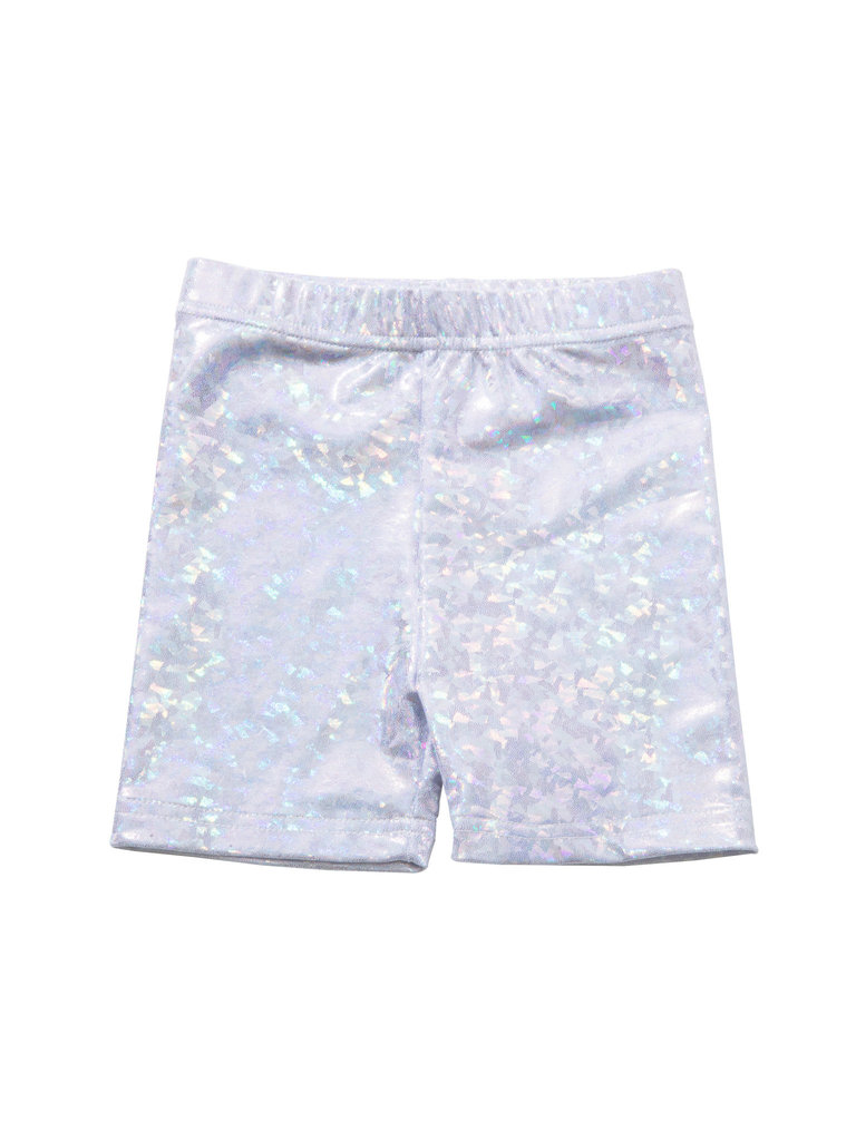 Petite Hailey Silver Glitter Bikers Shorts