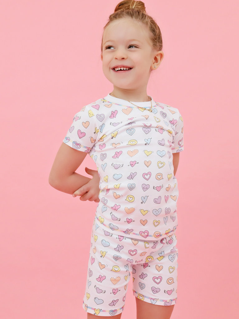 Baby Noomie Rainbow Hearts SS Pajamas