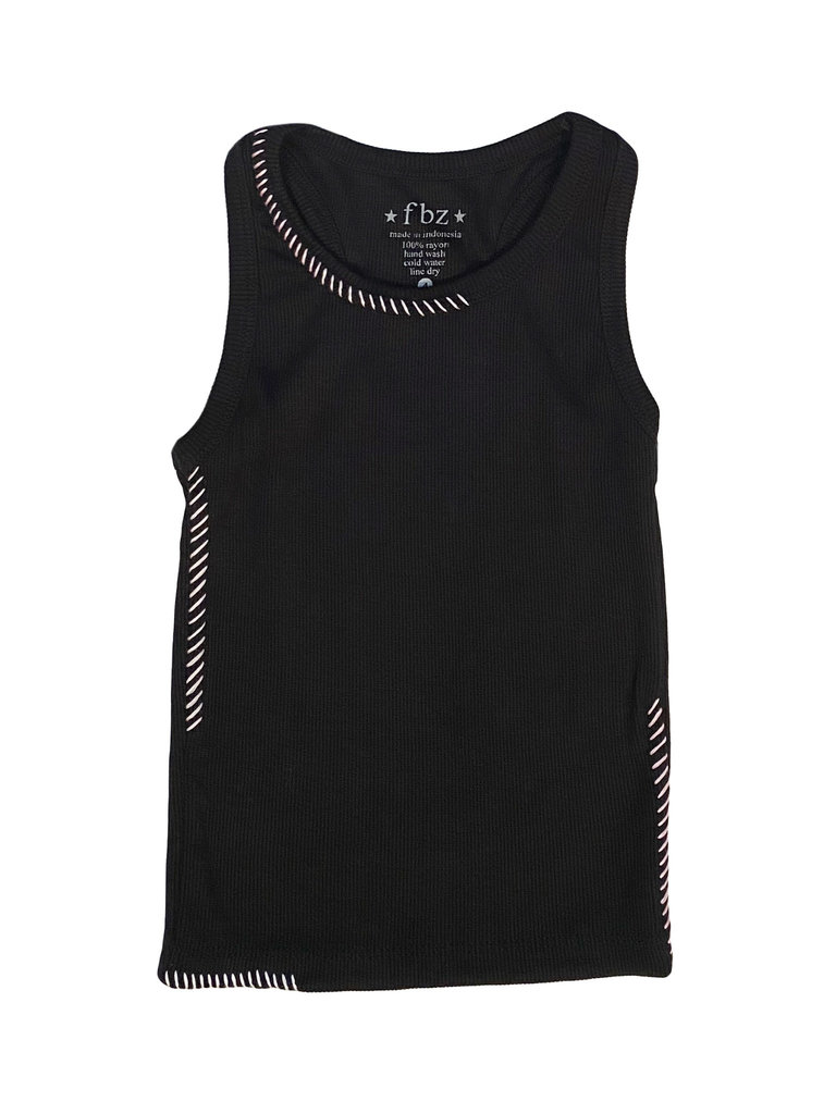 Flowers by Zoe Pink Stitched Black Tank