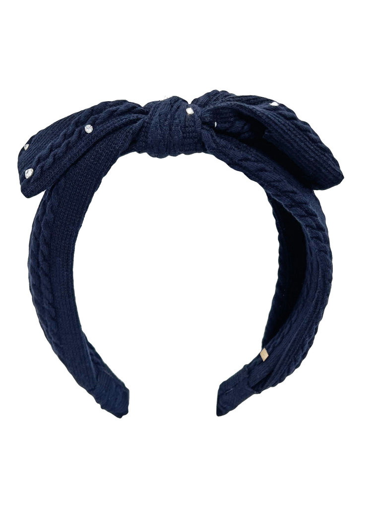 Bari Lynn Crystal Cable Knit Bow Headband