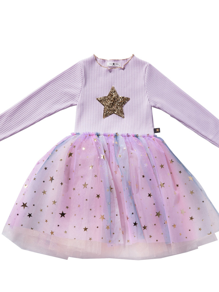 Petite Hailey Purple Multi Star Tutu Dress